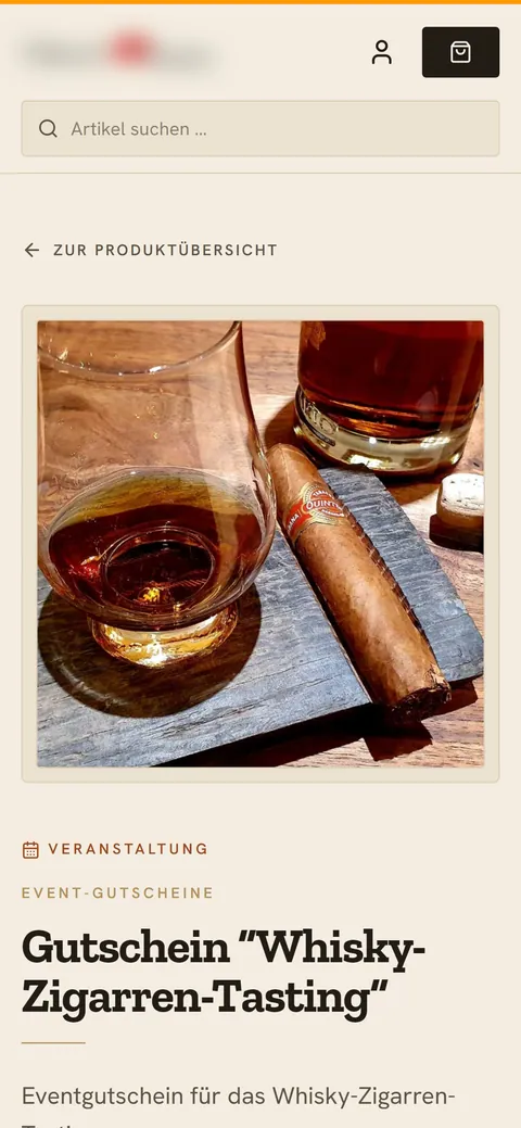 Ein buchbares Tasting als Gutschein auf dem Smartphone.